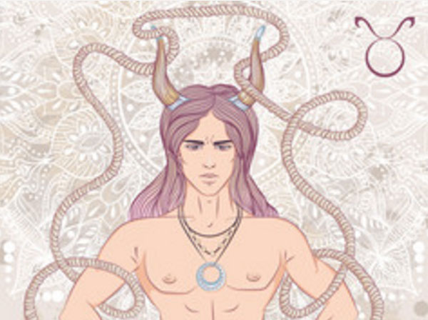 Картинка мужчины с рогами. Рядом знак Тельца