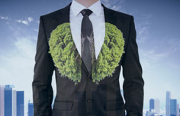 Мужчина в костюме. Легкие представлены травянистой растительностью