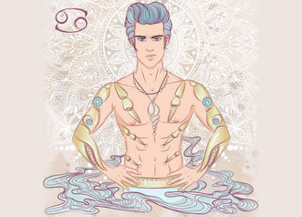 Картинка мужчины, олицетворяющего знак Рака. Рядом этот знак